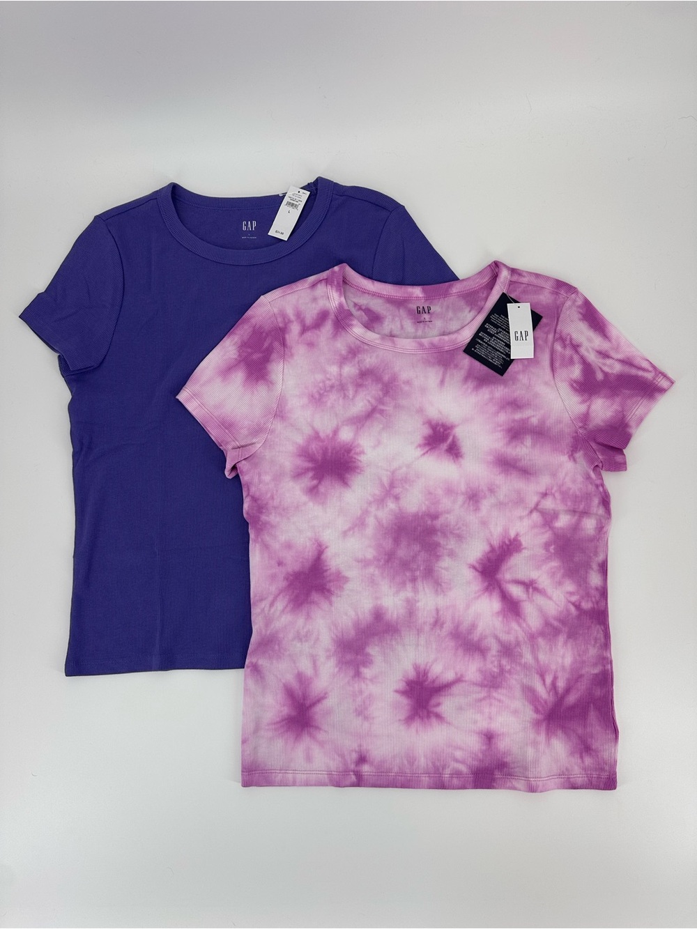 Gap Ribbed Knit Purple Tie-Dye Tee Bundle Size L